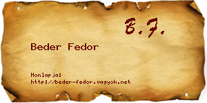 Beder Fedor névjegykártya